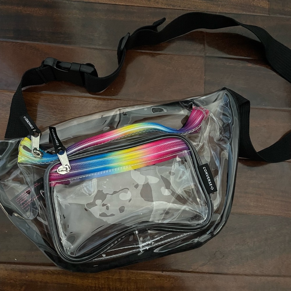 converse x dsw clear rainbow fanny pack